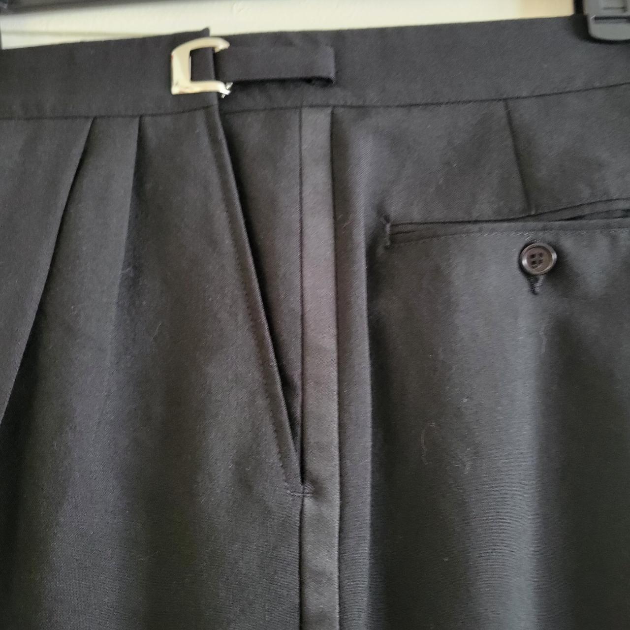 Men's Black Tuxedo Pants Pleated Satin Stripe... - Depop