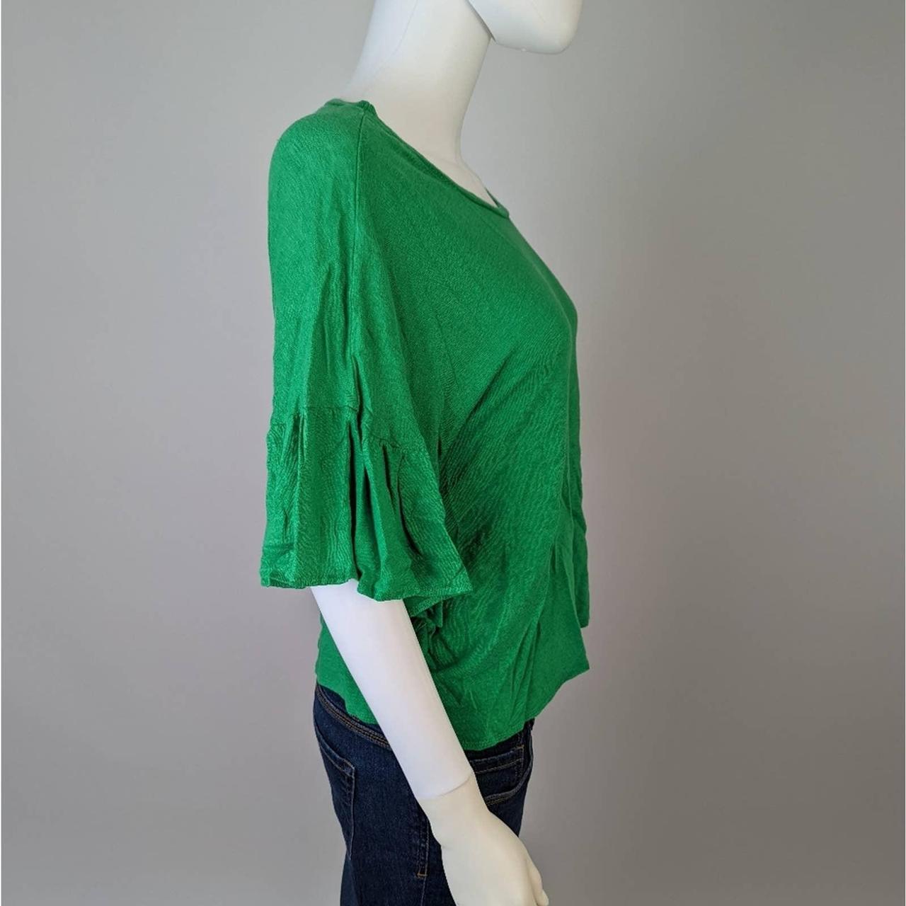 Zara Green Ruffled Shirt Ruffled Sleeves Crop... Depop