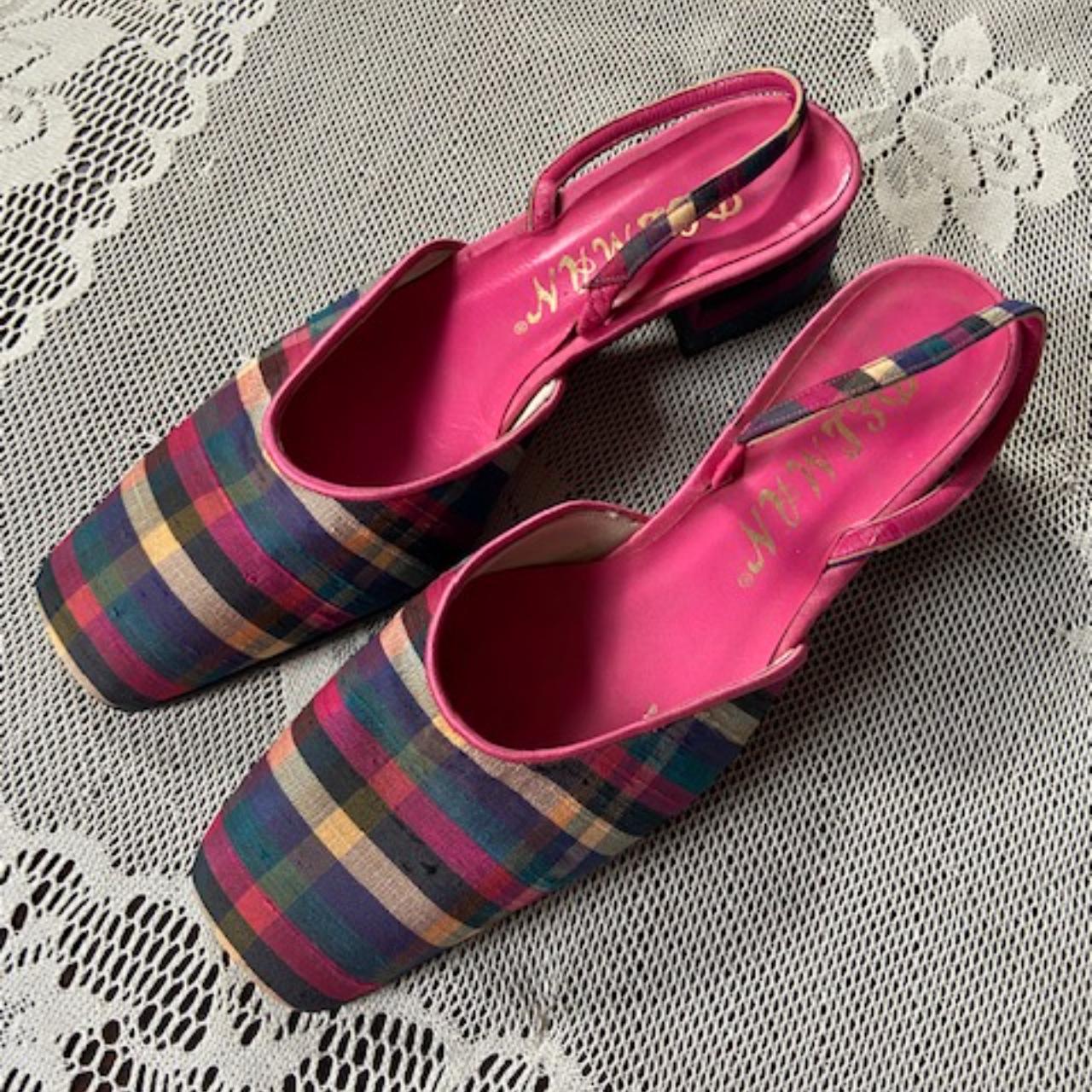 vintage Delman strappy plaid sweet little shoes....