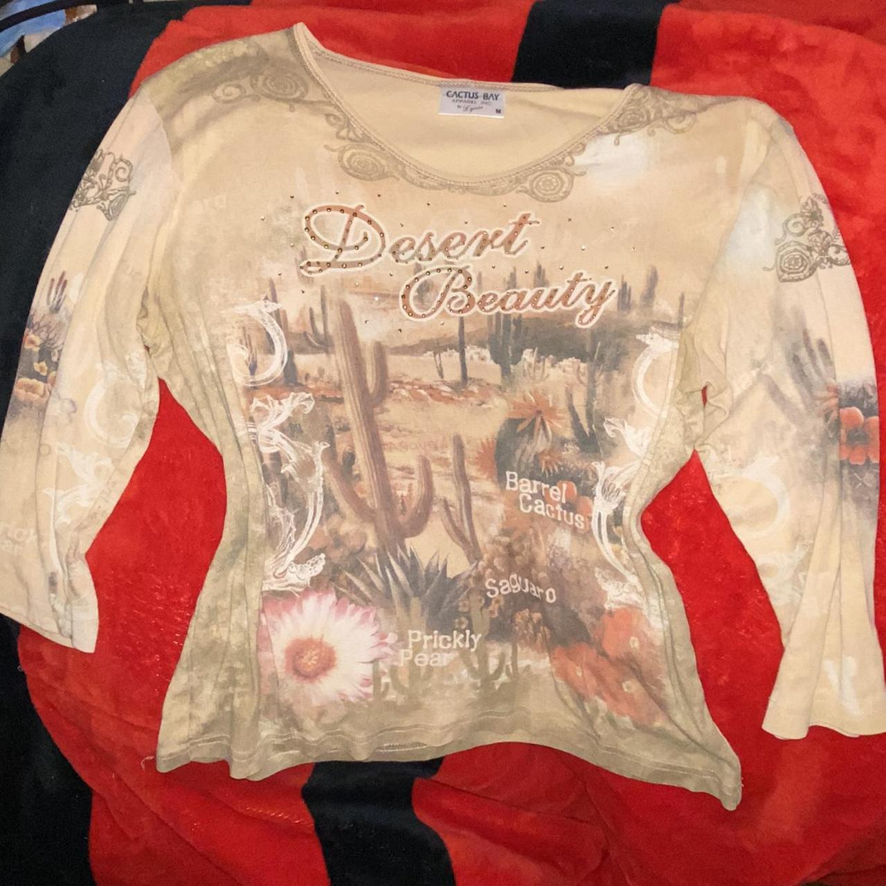 Women's Cream and Brown Tshirt Depop