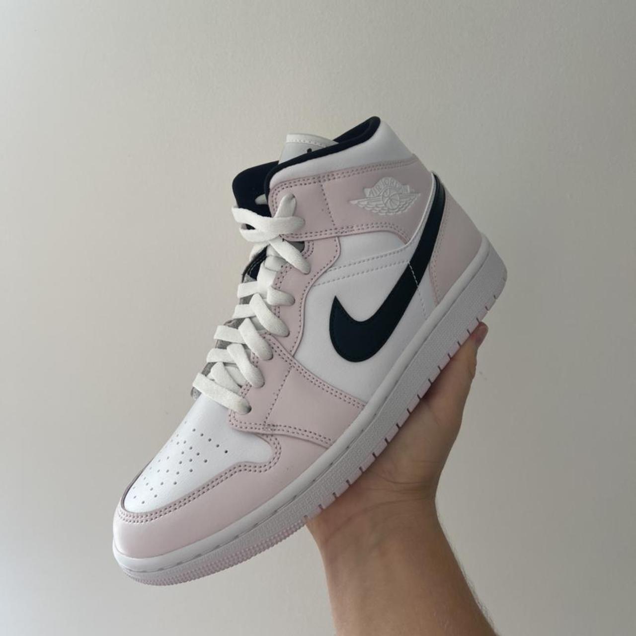 Jordan Women's White and Pink Trainers | Depop