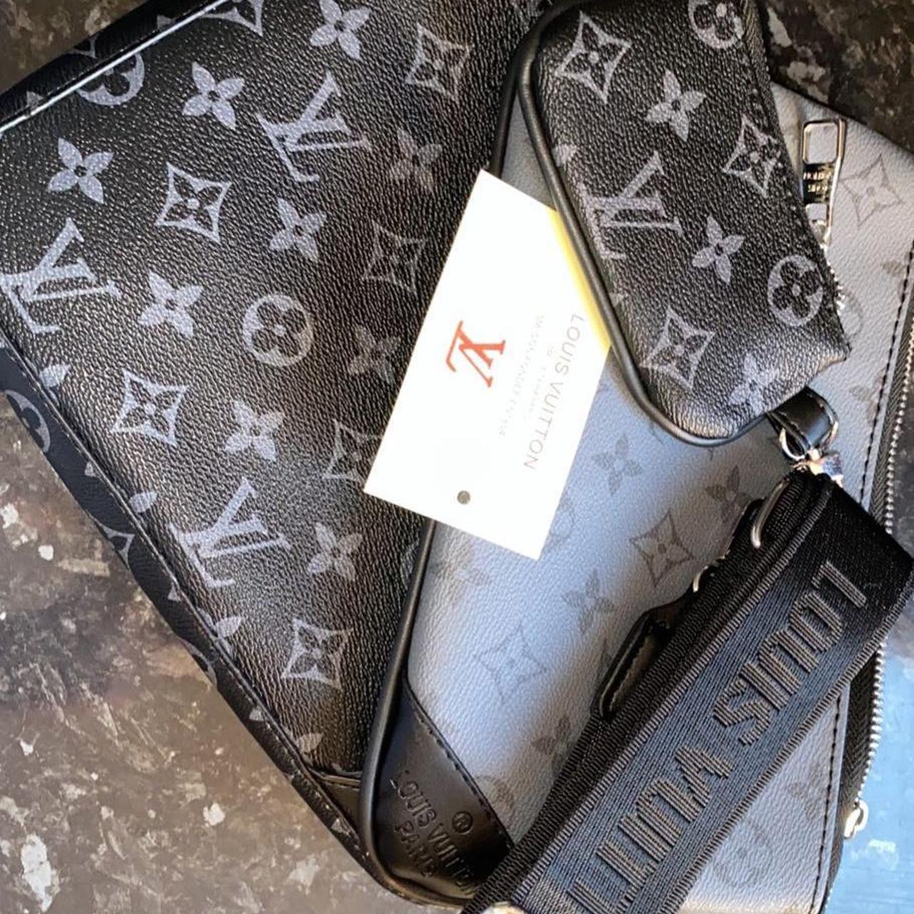Louis Vuitton Men's Black and Grey Bag Depop