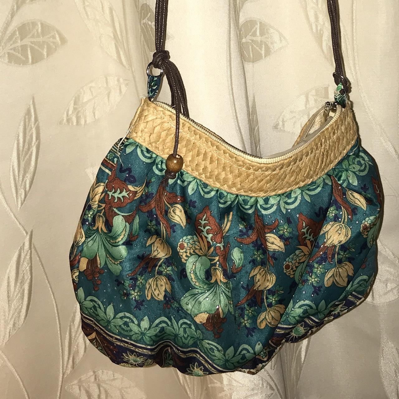 soft cross body shoulder bag with a floral print and... - Depop