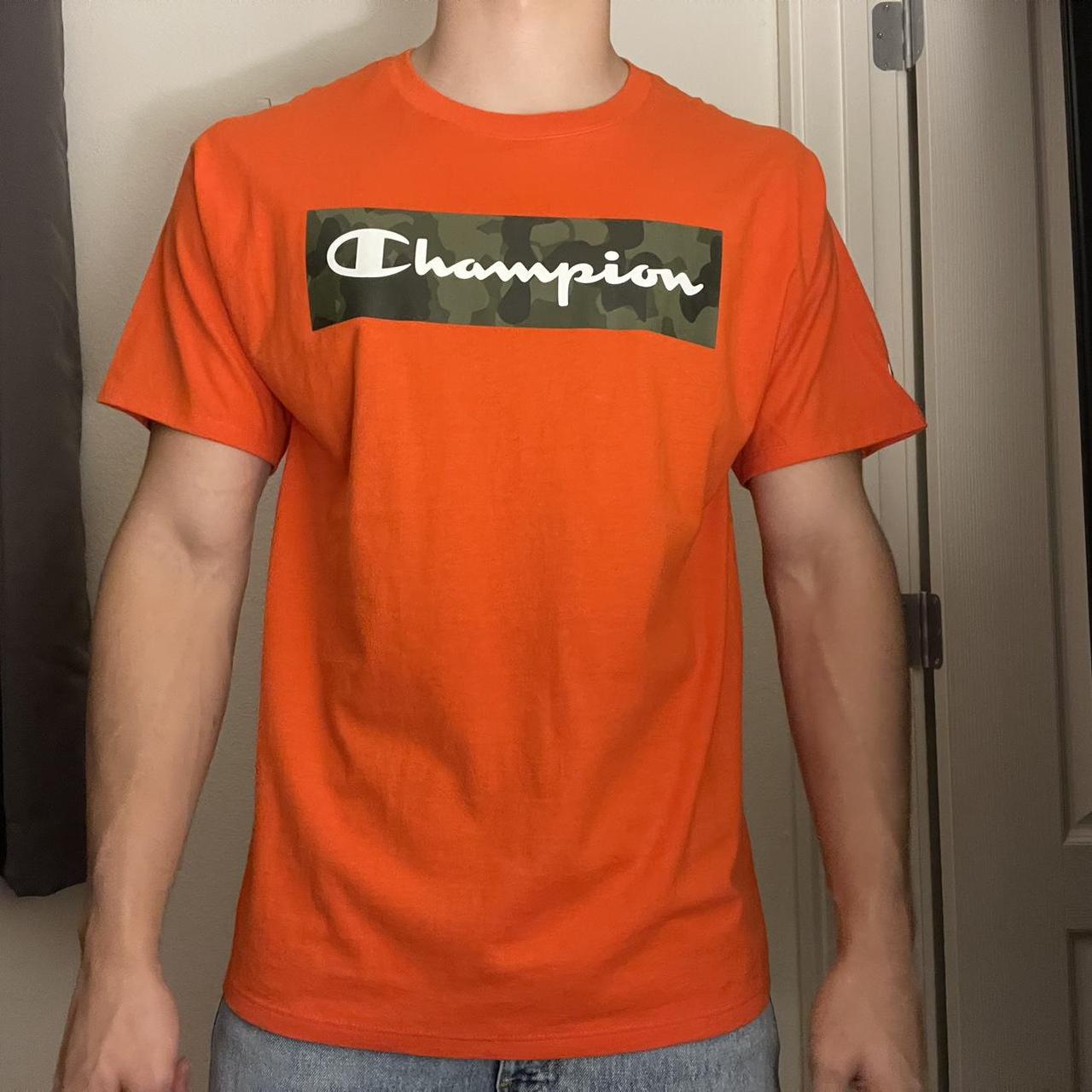 Orange and camo Champion box logo Only worn Depop