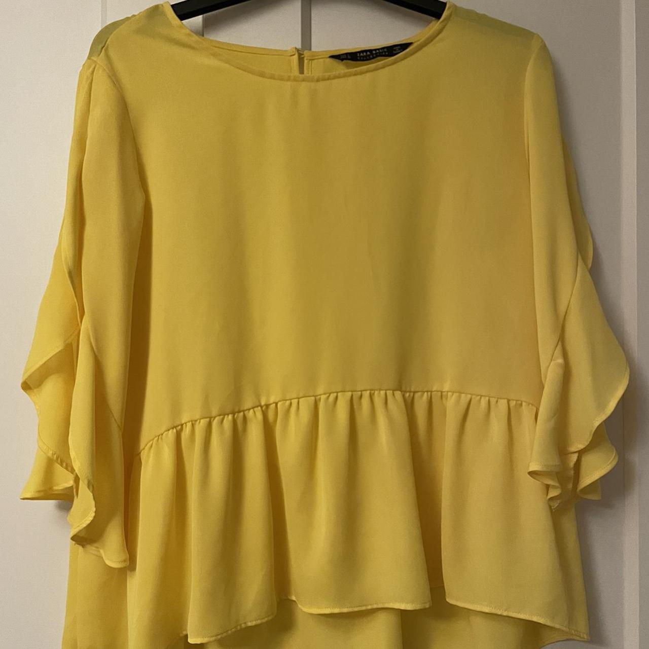 ZARA basic collection yellow peplum blouse - size L - Depop