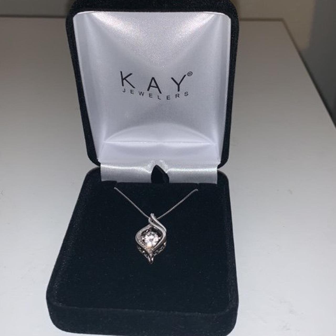 Forever Connected Diamond Necklace 1 ct tw Pear & Round-cut 10K White Gold  18