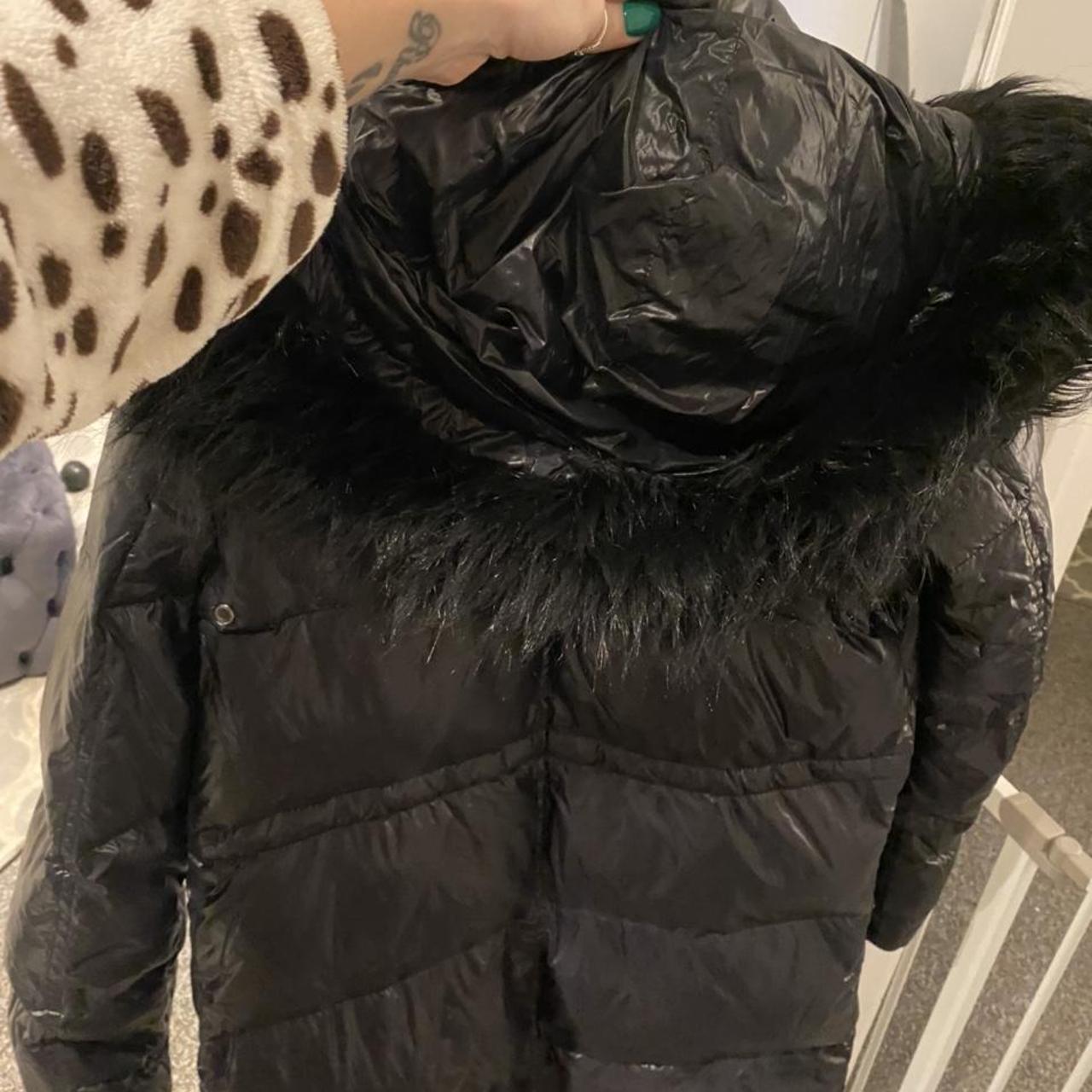 zara shiny black coat