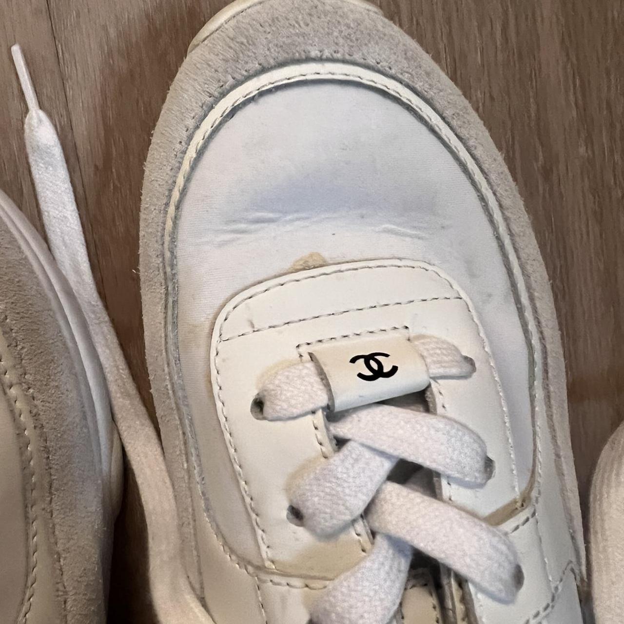 triple white chanel trainers