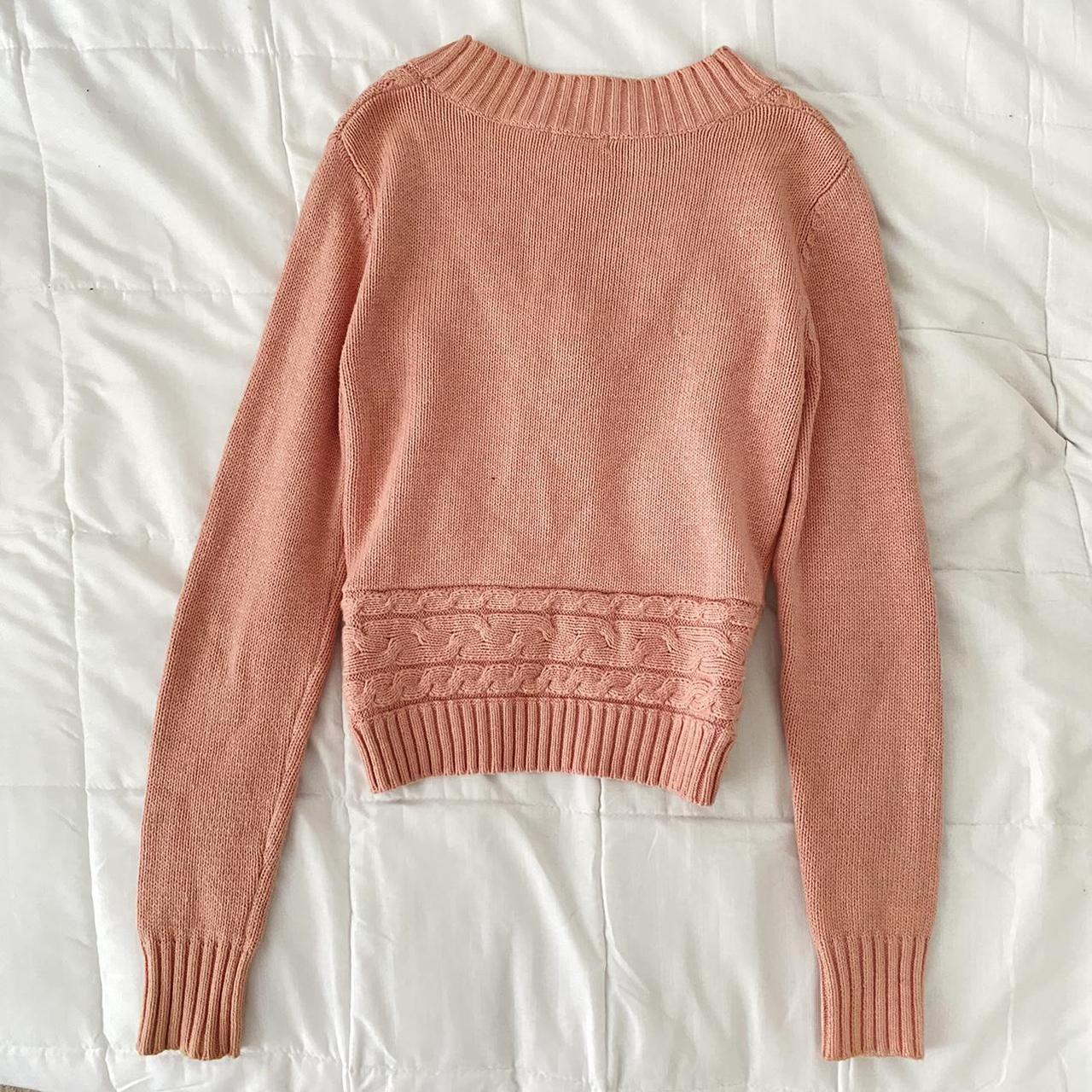 🌷pink dainty cropped sweater🌷 Size small. Baby pink... Depop
