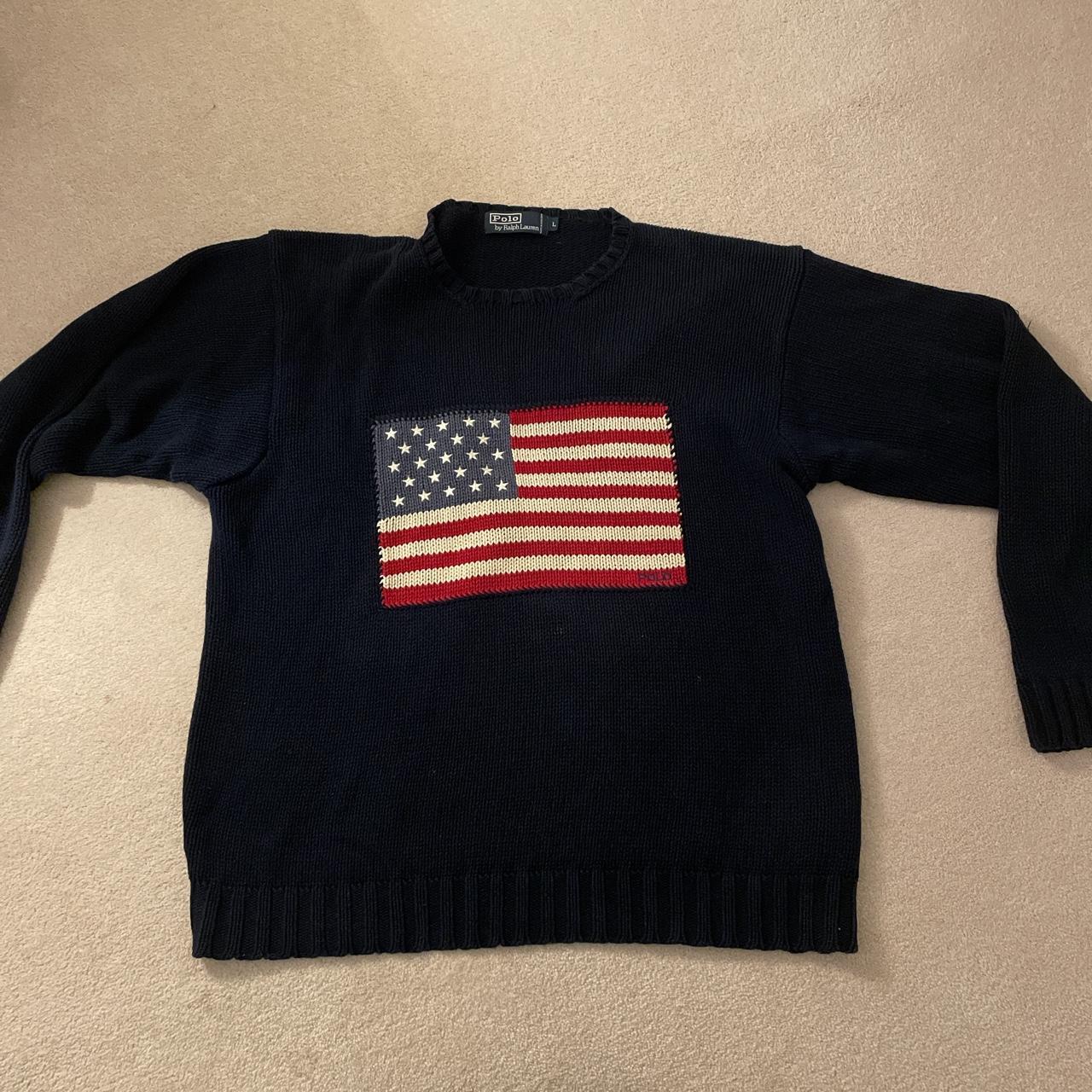 Iconic Ralph Lauren Flag Jumper/Cardigan.... - Depop