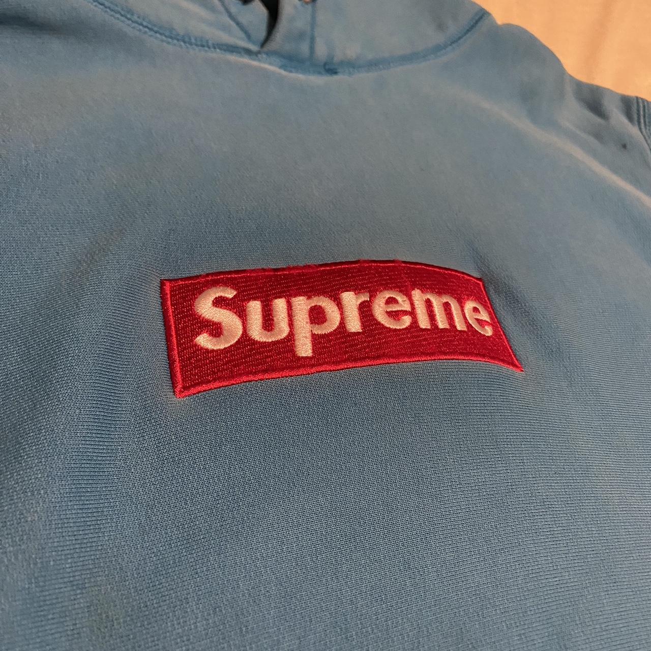 Supreme baby blue box logo hoodie. Size large but... Depop