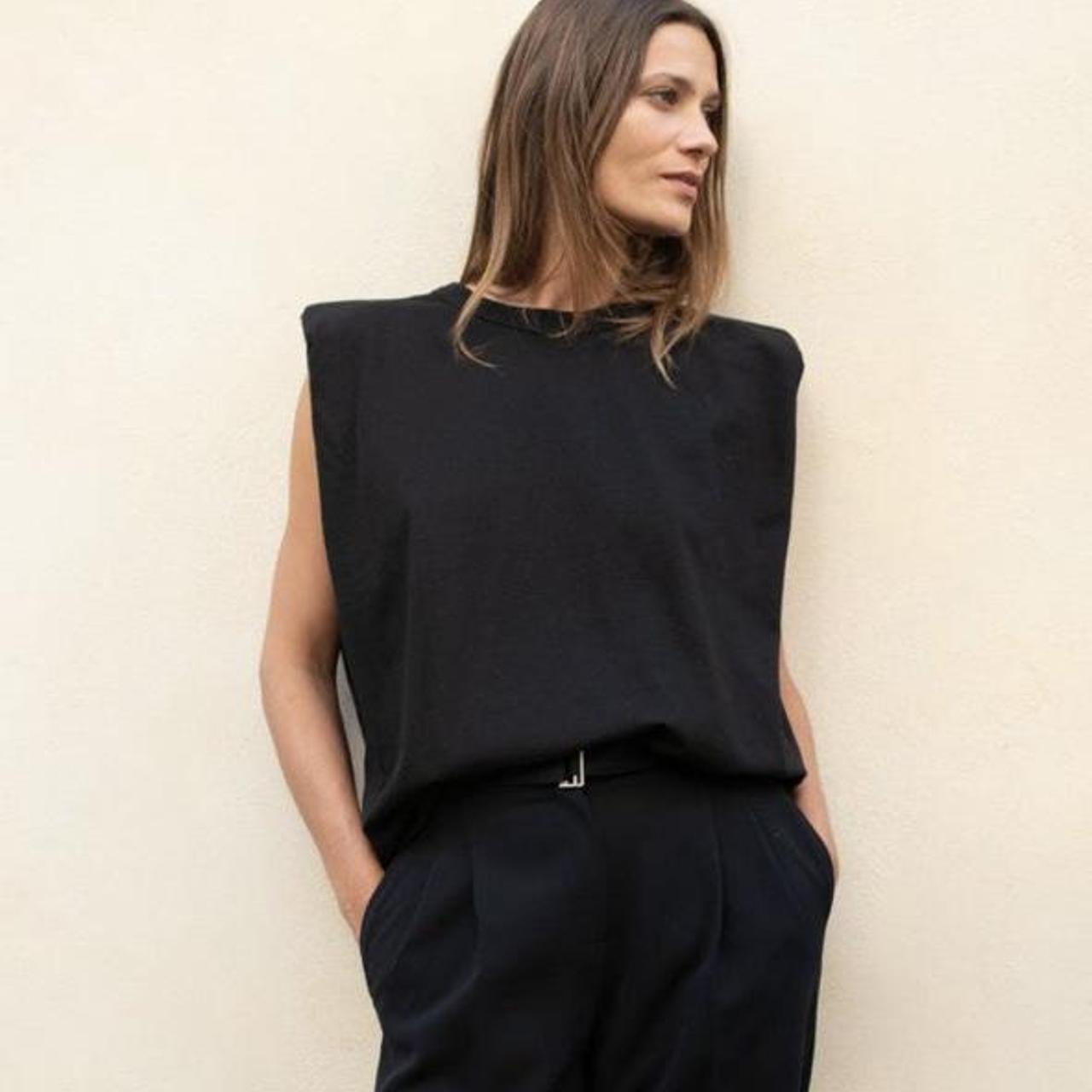 zara padded shoulder t shirt