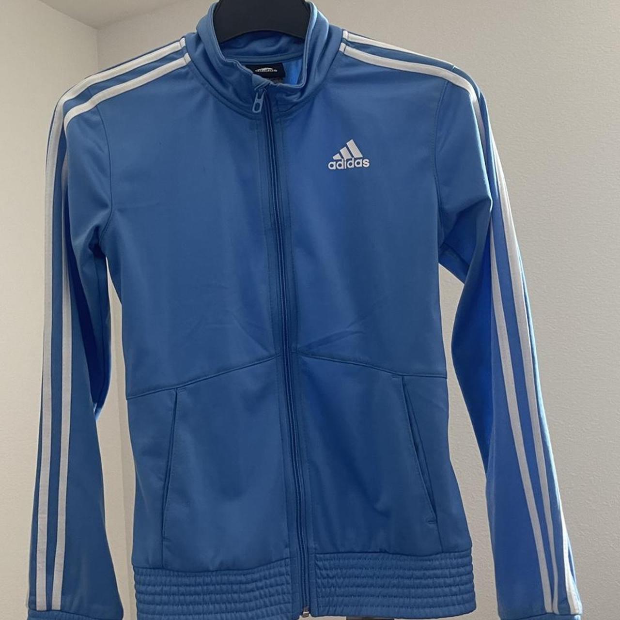 Adidas Women's Blue and White Jacket | Depop