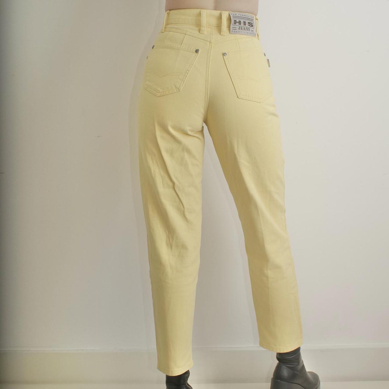 vintage yellow mom jeans trousers. Straight leg fit... - Depop