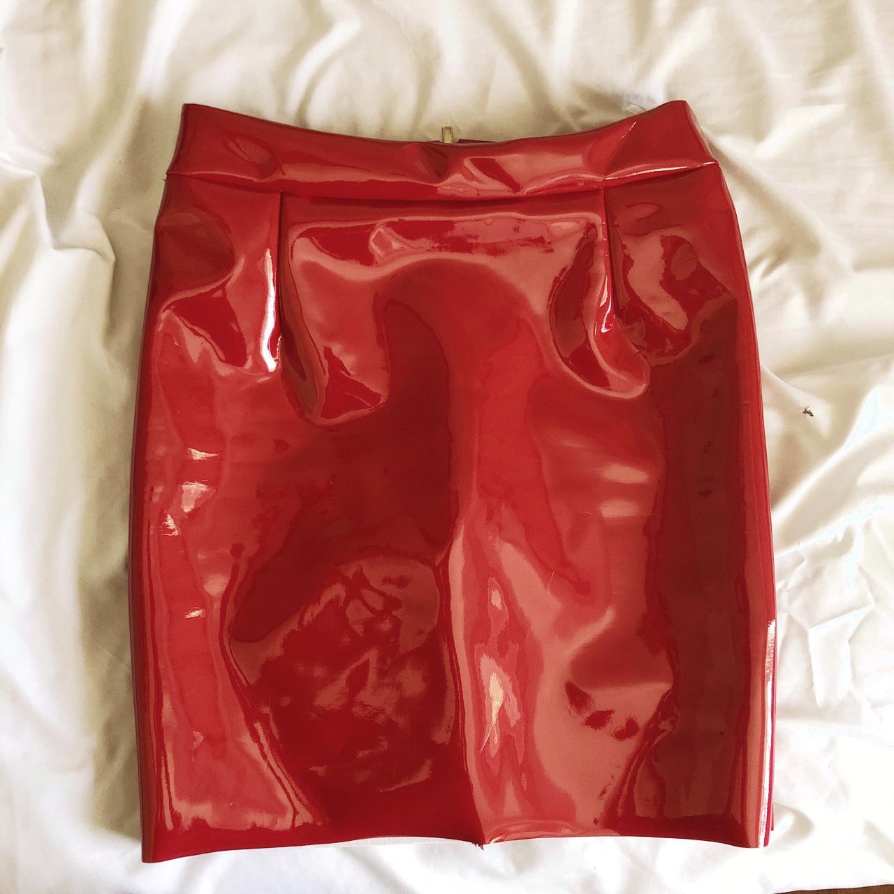 Oh Polly vinyl leather skirt size 4. Never worn... - Depop