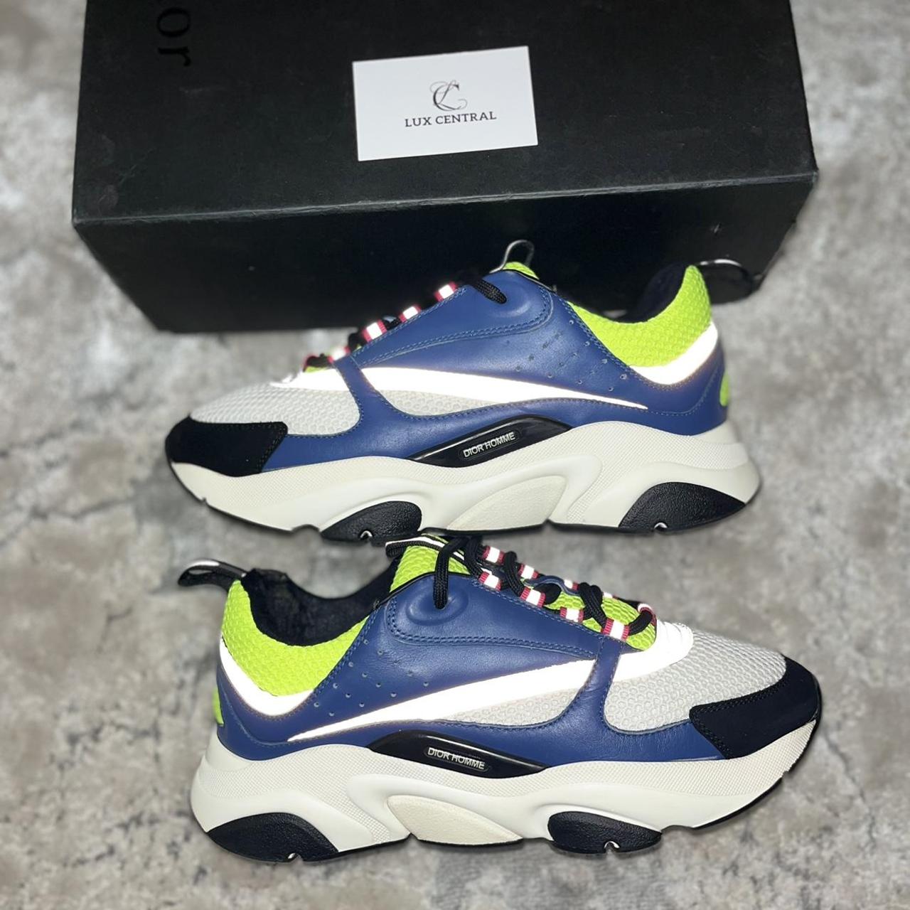 DIOR B22 Technical Neon Green / Blue and White UK 9... - Depop