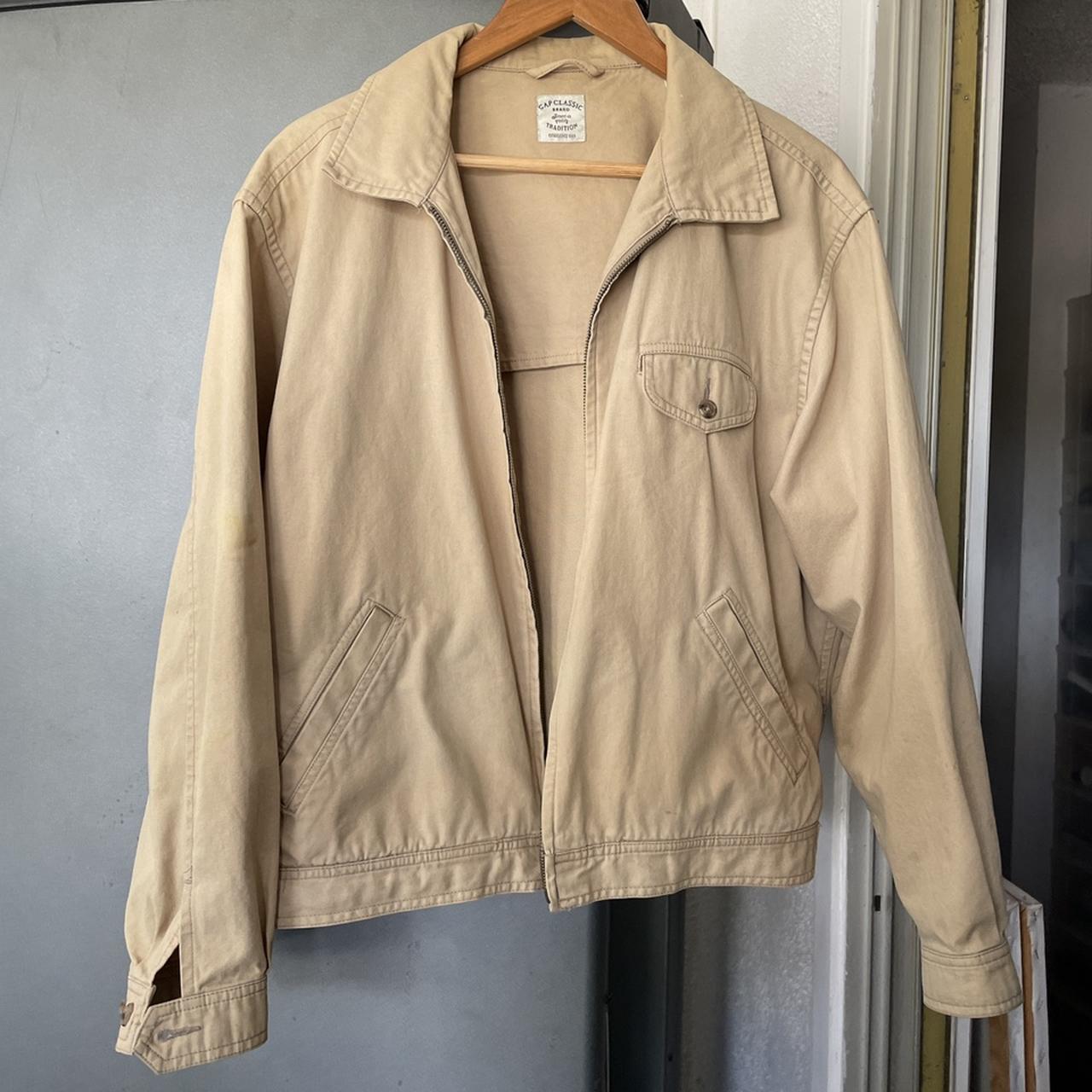 Vintage Gap Tan zip up jacket Some stains... - Depop