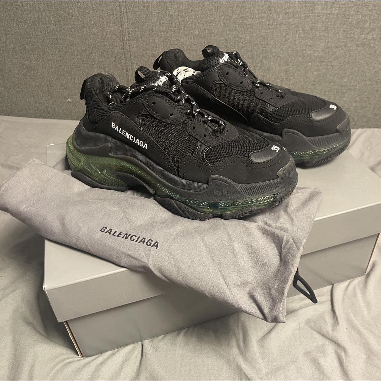 Balenciaga Women's Black and Green Trainers | Depop