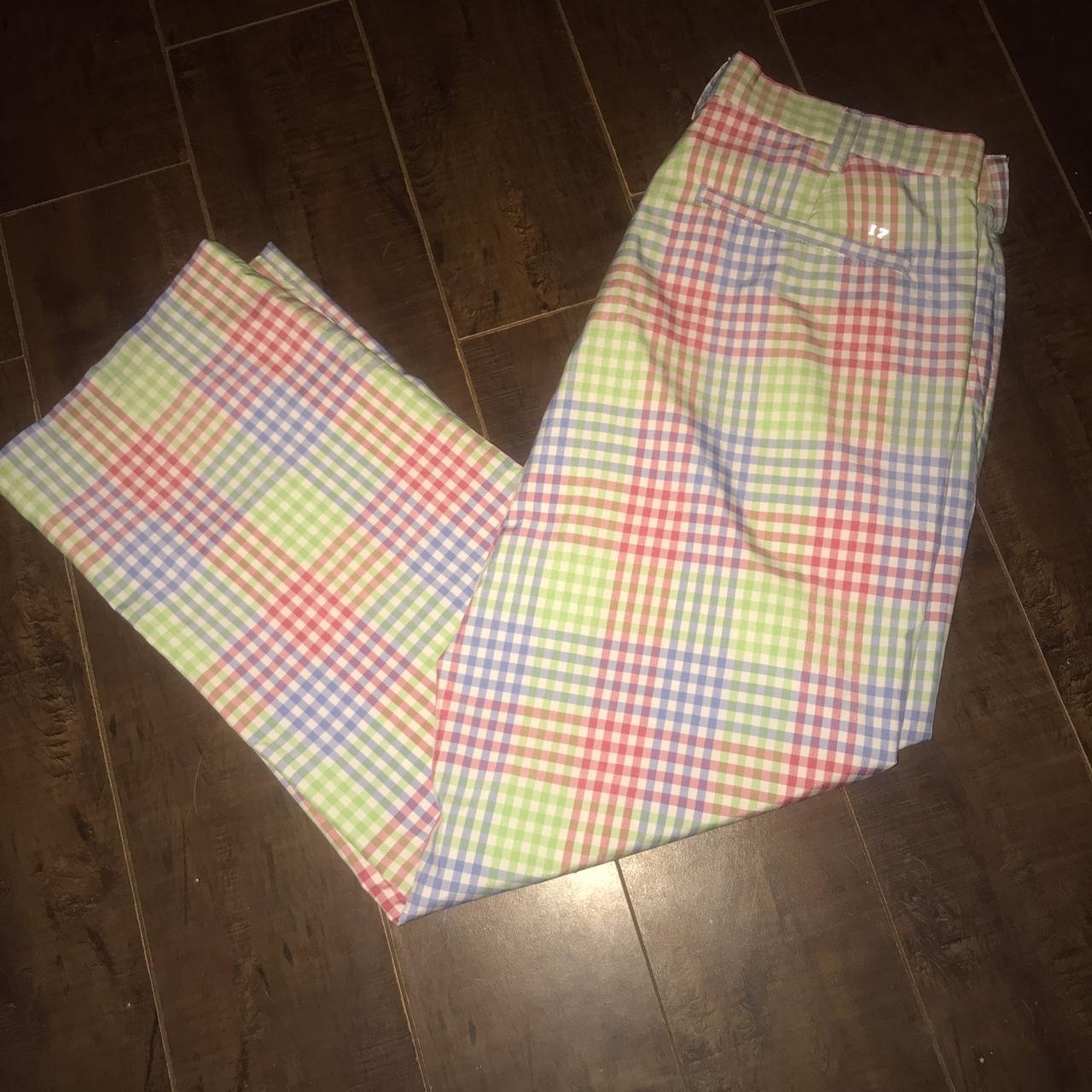 90's izod pastel plaid golf pants Preppy Depop