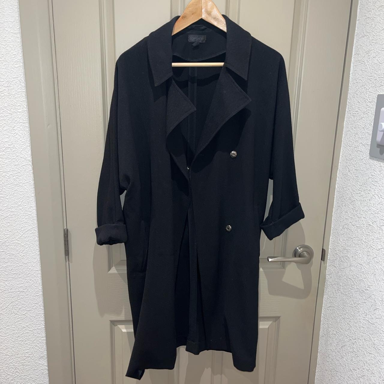 Topshop black trench coat, worn several times... - Depop