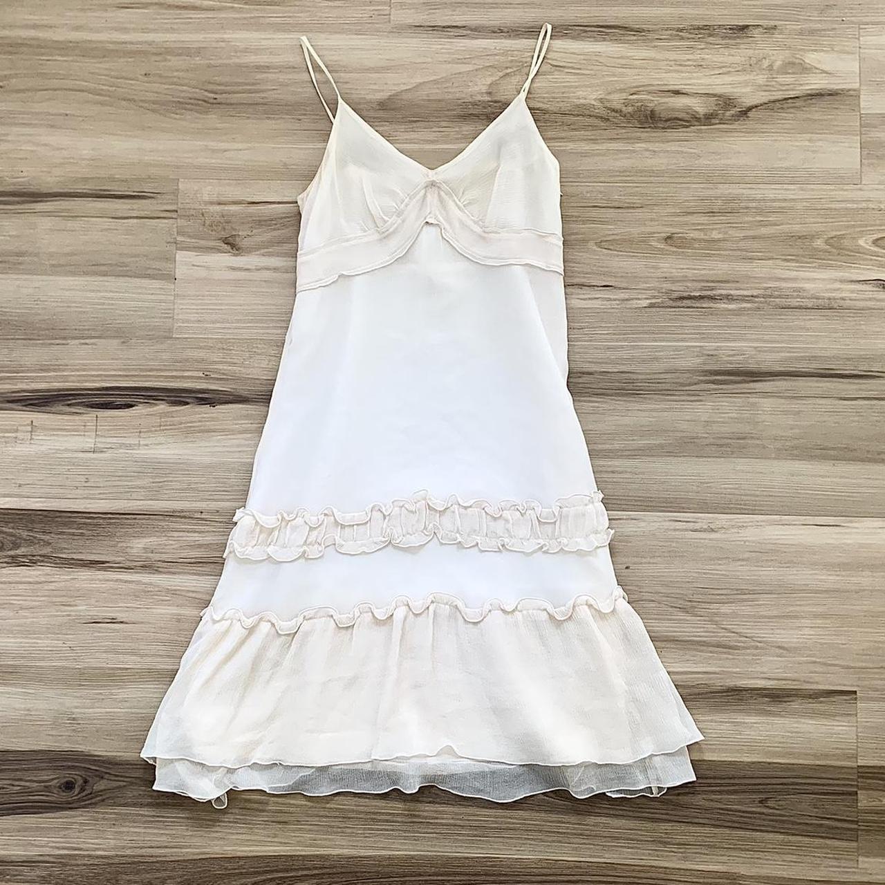 Pale pleated crinkle semi sheer dress. Corset on the... - Depop