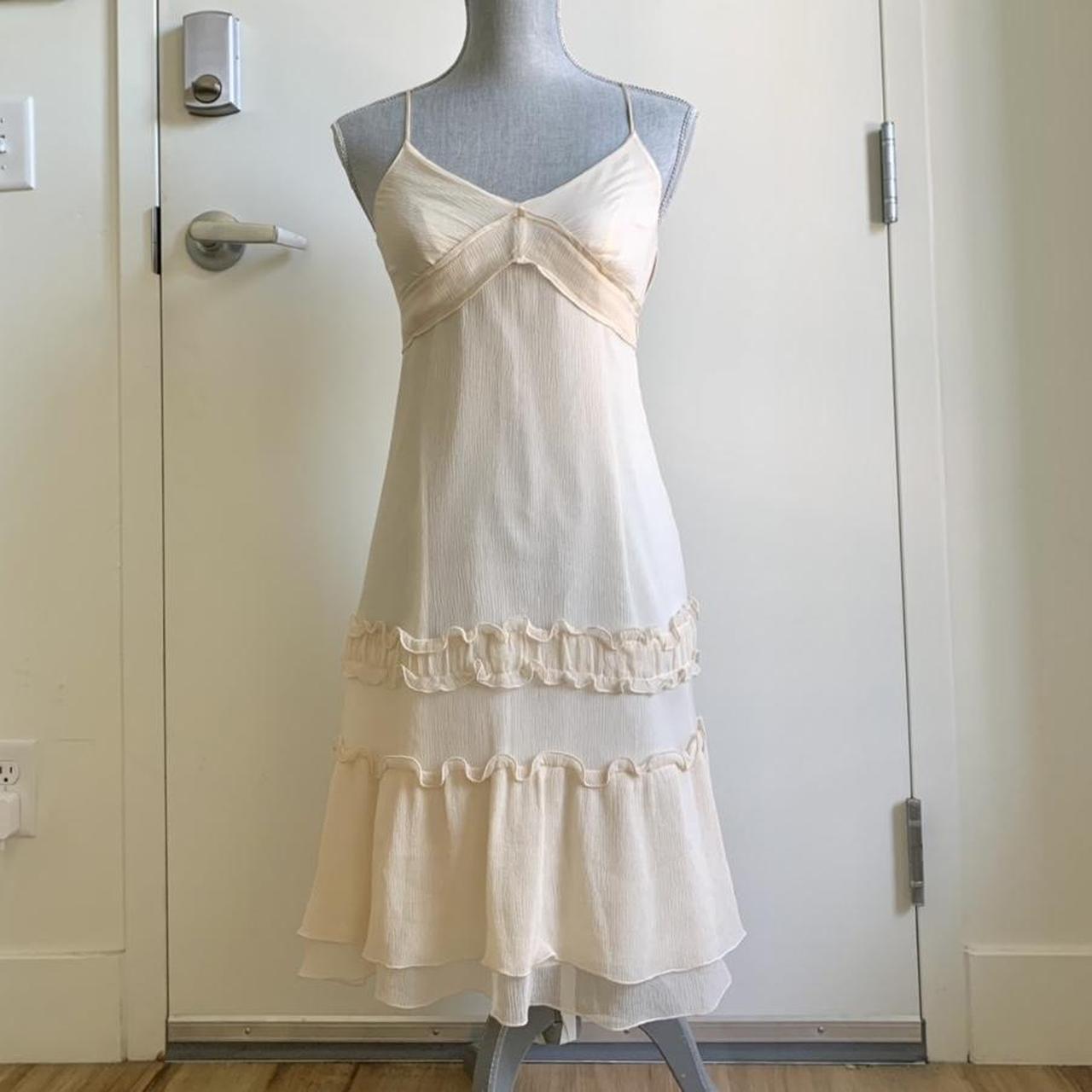 Pale pleated crinkle semi sheer dress. Corset on the... - Depop
