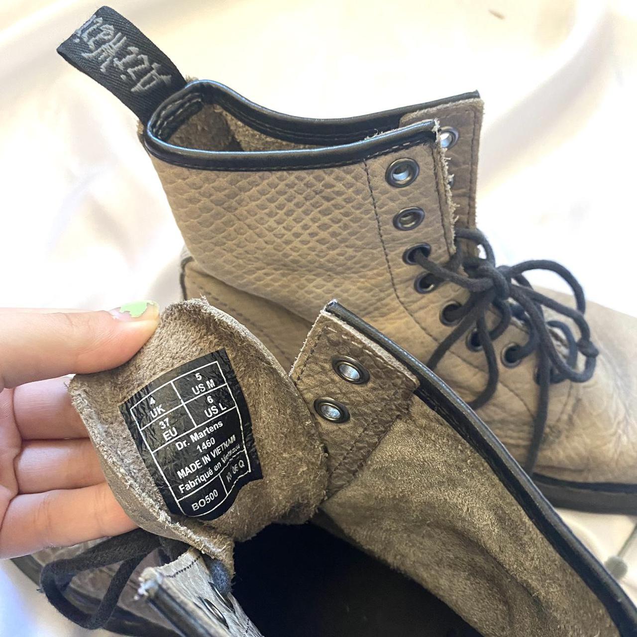 Dr Martens Air Wair size 4 boots. Light grey leather... - Depop