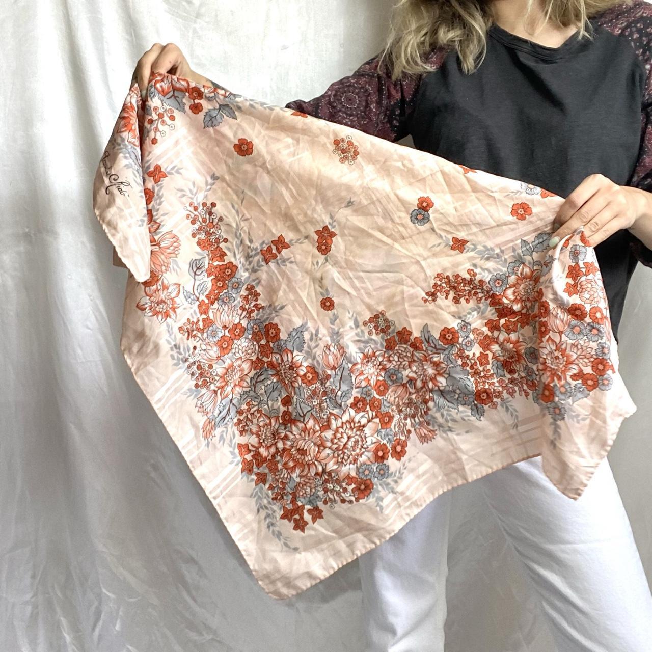 Vintage pink floral scarf Cute pastel baby pink... - Depop