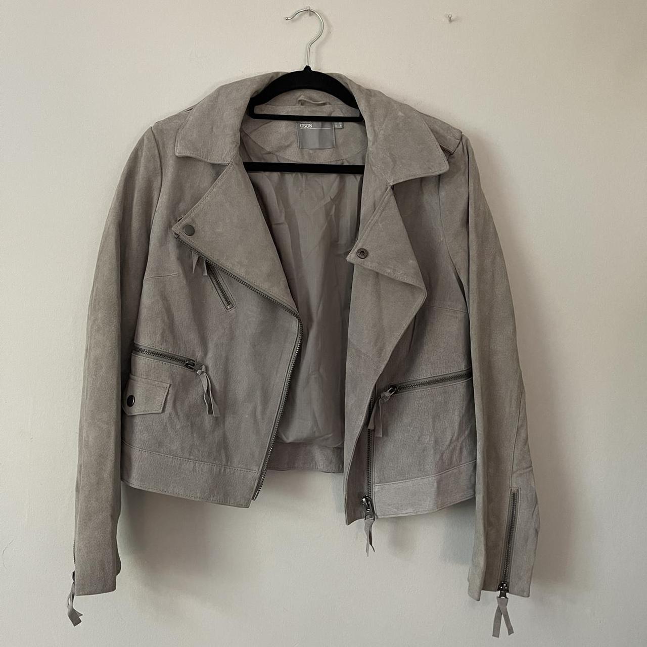 ASOS grey suede biker jacket. Worn a handful of... - Depop