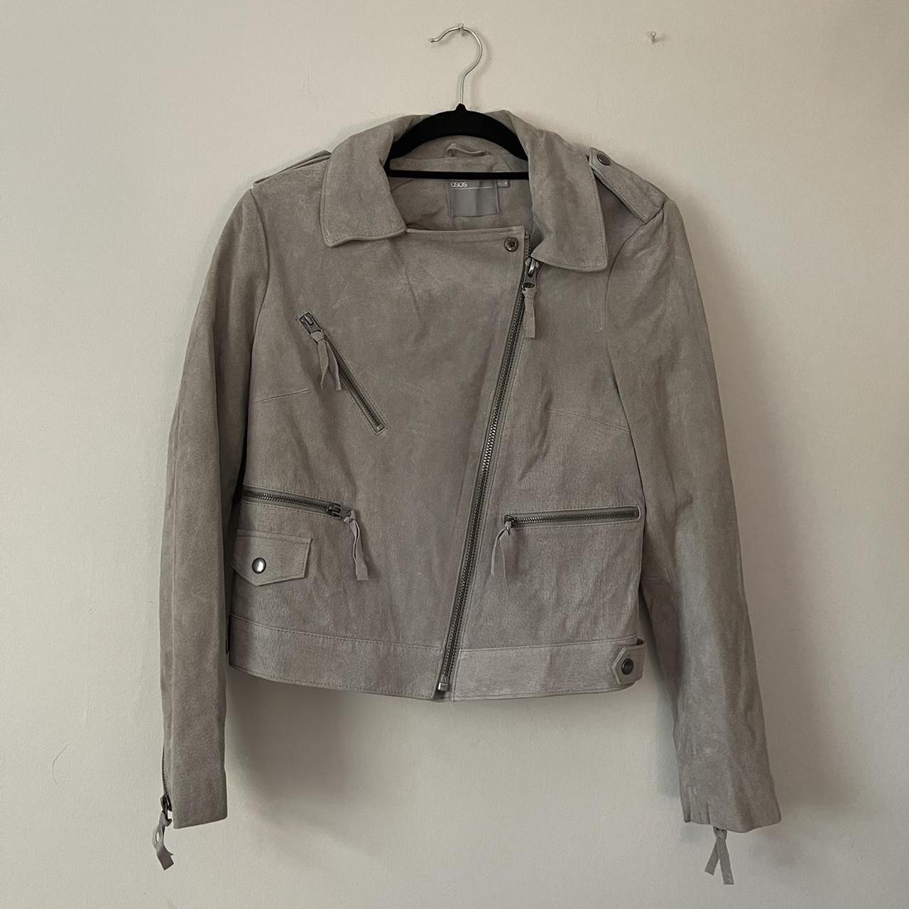 ASOS grey suede biker jacket. Worn a handful of... - Depop