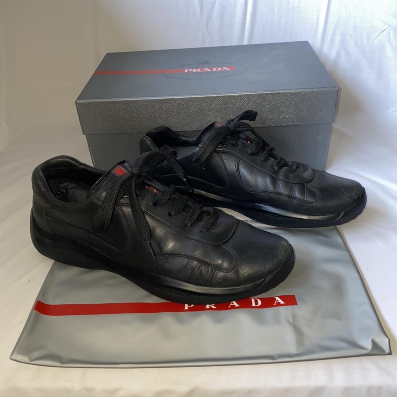 Prada American Cups Black Leather Size 8.5 Good... - Depop