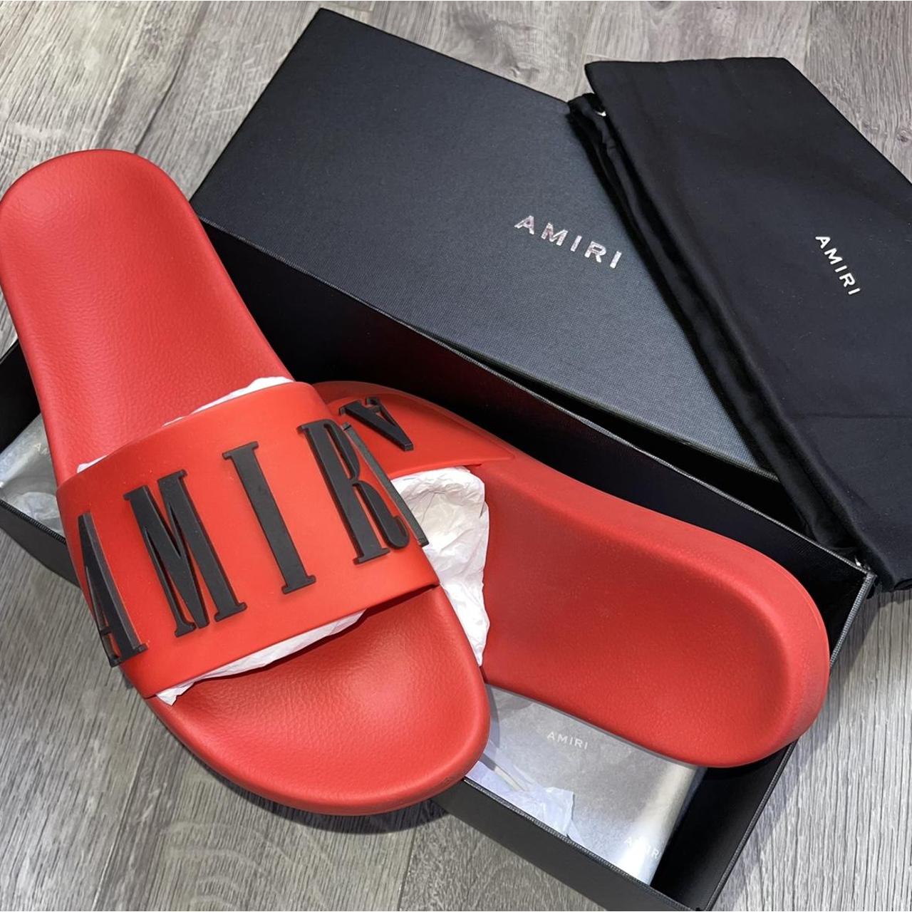 ⬇️ Amiri Red Black Logo Rubber Slides 🐞 Brand Depop