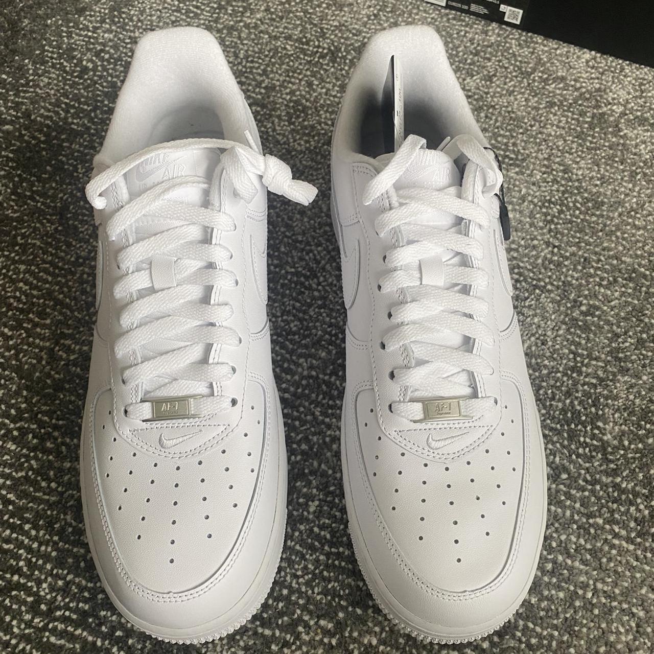 Nike Air Force 1 x Supreme WHITE SIZE US 11.5 - Depop