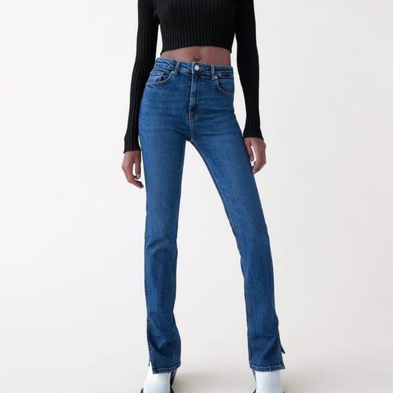 zara high rise split hem jeans