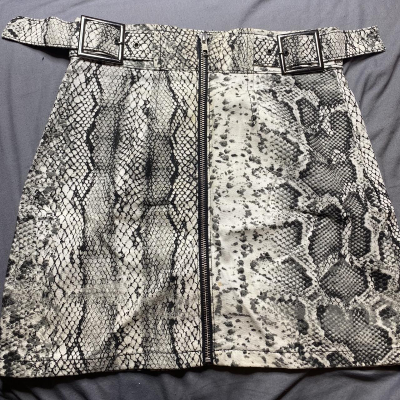 Grey snake print denim skirt best sale