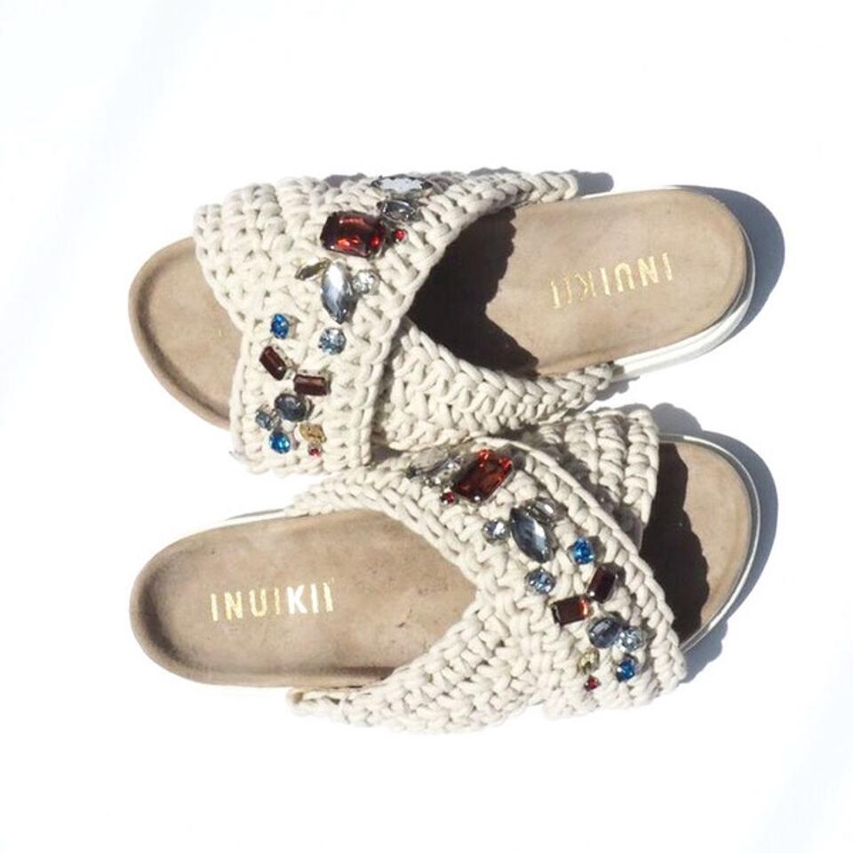 Inuikii woven stone sandals Ivory Ivory crochet Depop