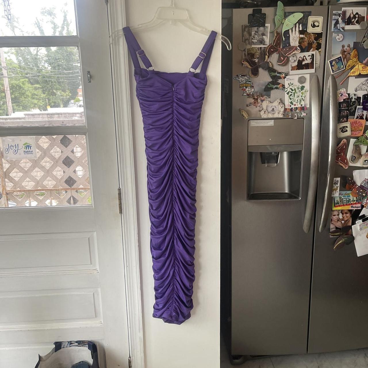 Oh Polly purple ruched midi dress size US 2 no flaws... - Depop