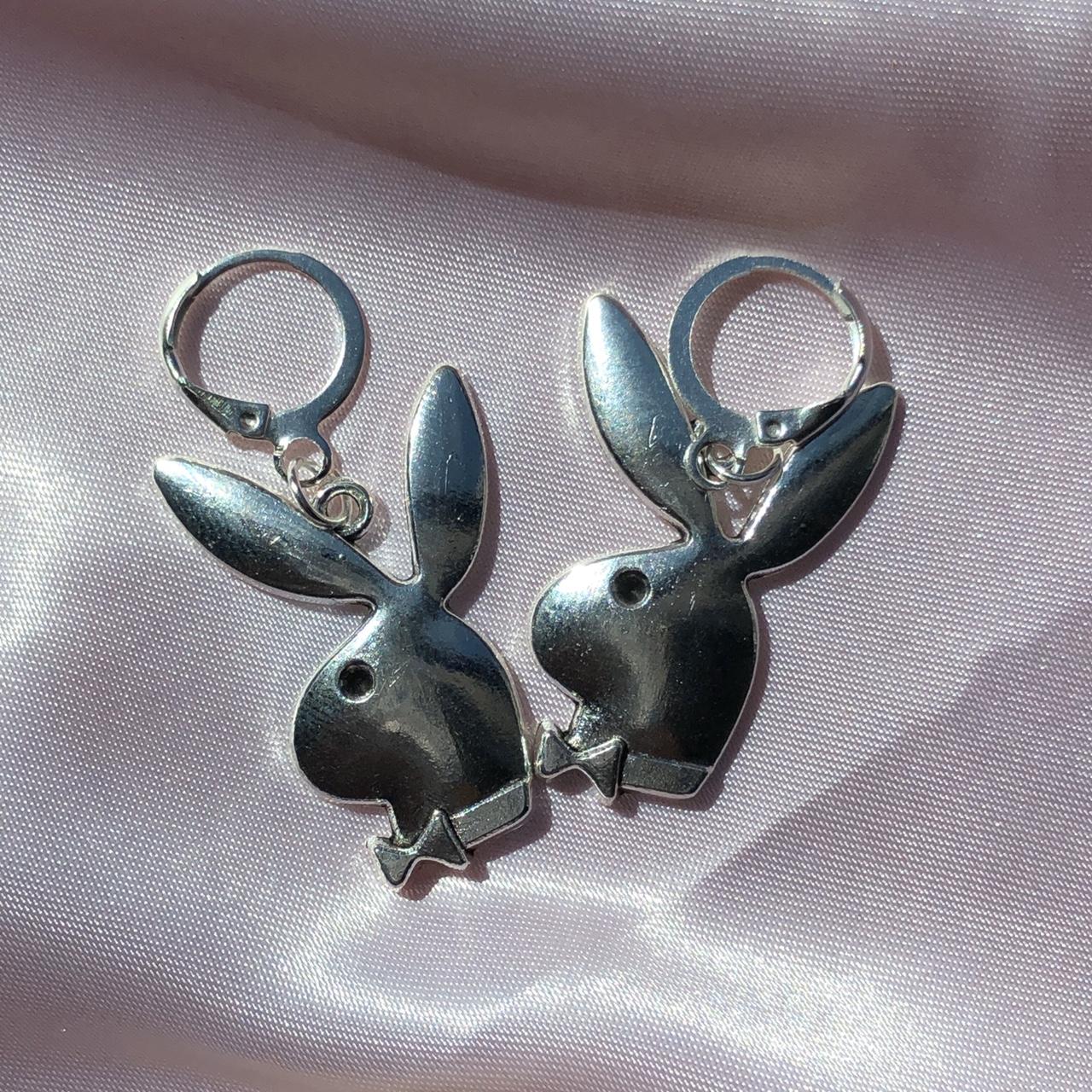 Silver deals playboy earrings