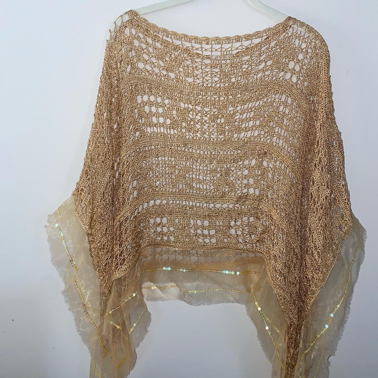 Vintage sheer crochet shawl blouse One size Made by... - Depop