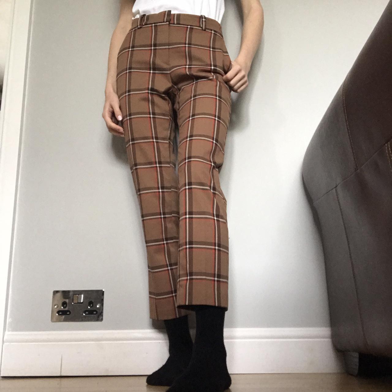 H&m red cheap plaid pants