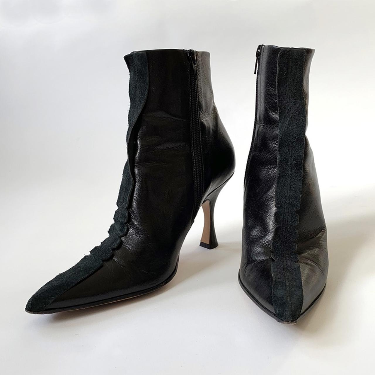 MM6 Maison Margiela Black Point Toe Boots - Nappa... - Depop