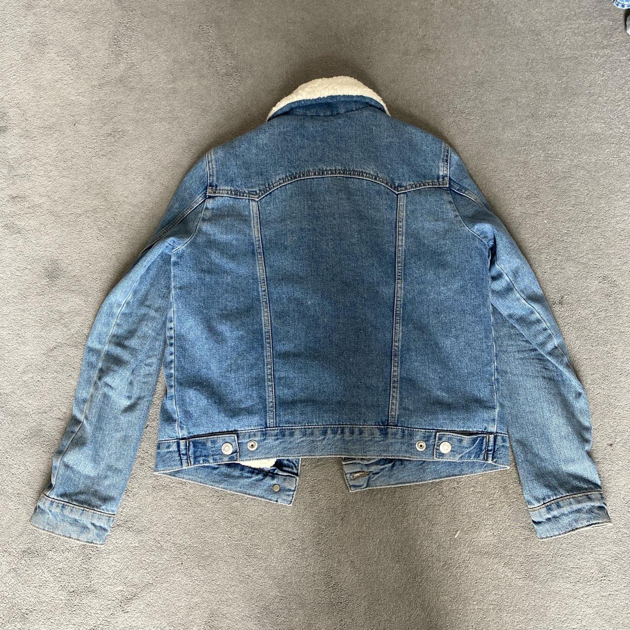 Topshop Moto Fleece Lined Denim Jacket Size 10 In Depop 