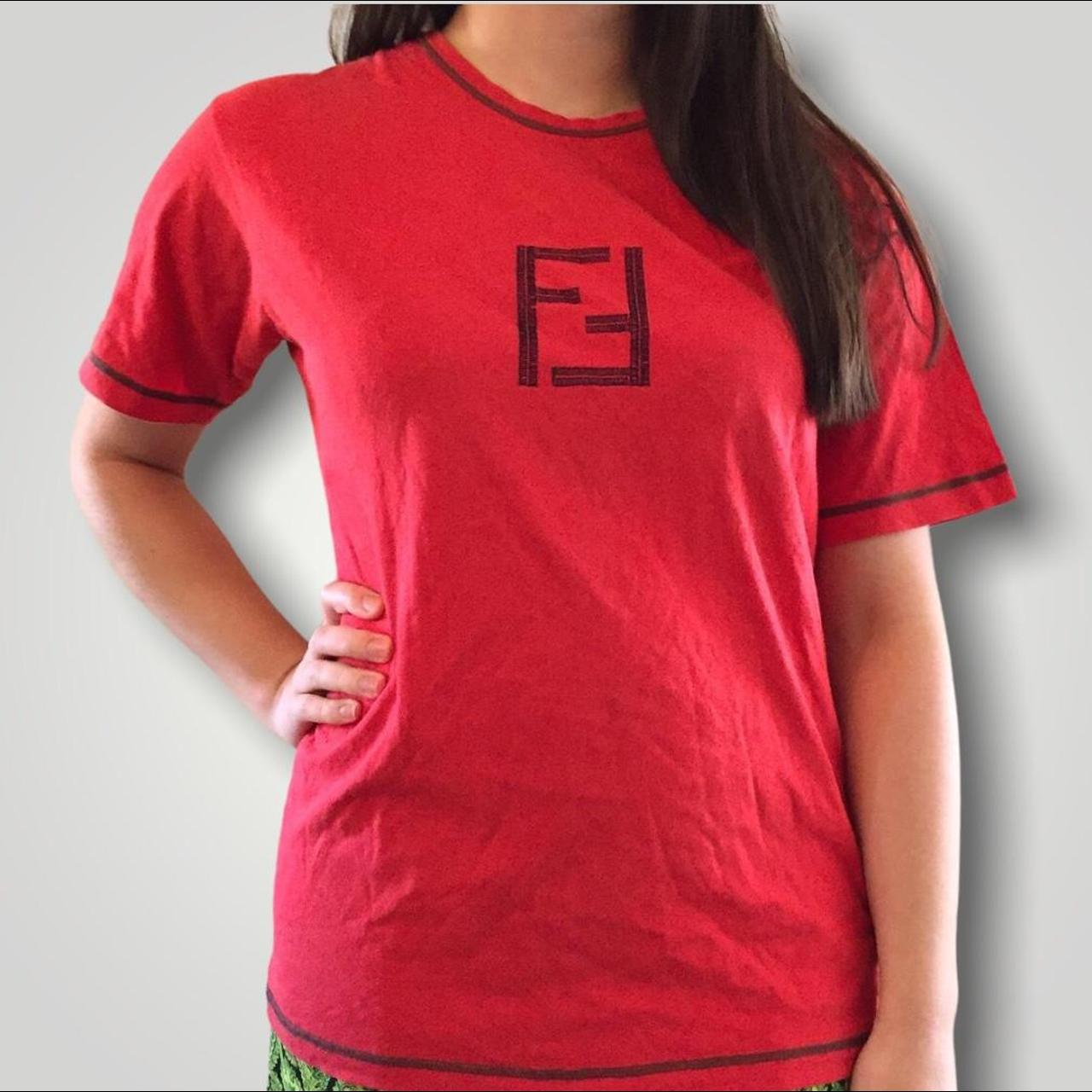 Fendi red t shirt best sale