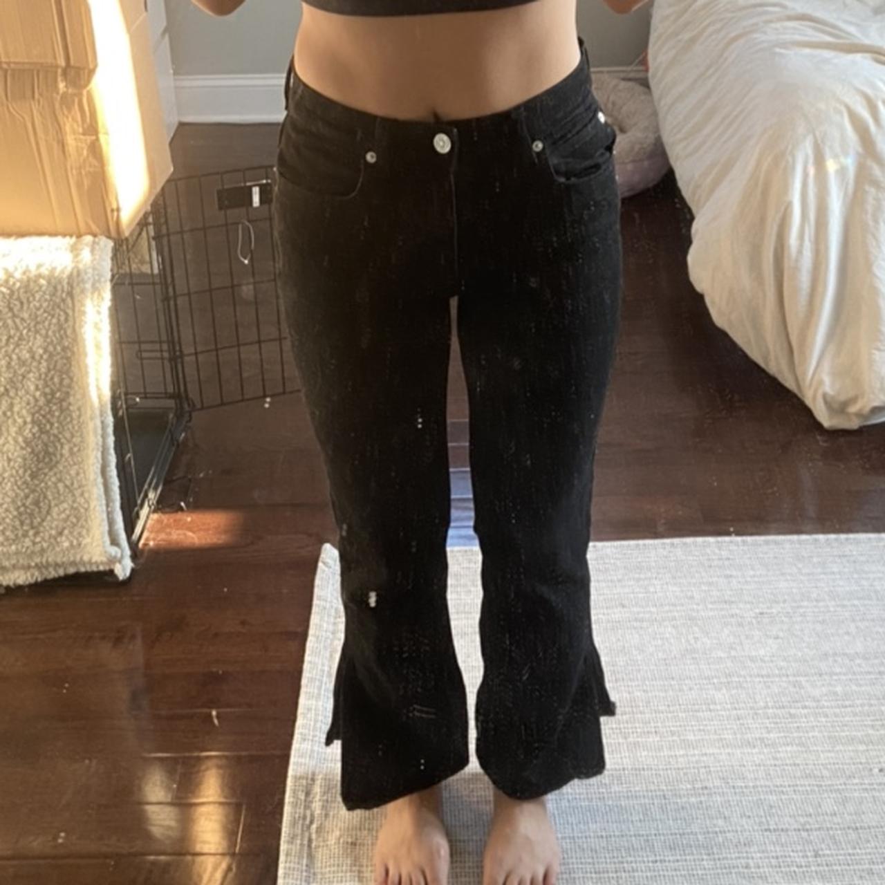 black mid rise flare jeans