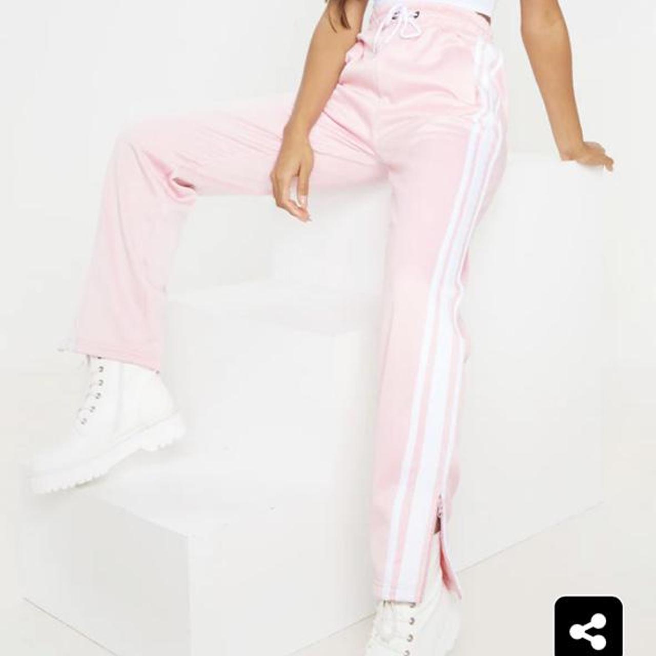 PLT Baby Pink Zip Side Stripe Wide Leg Joggers Depop