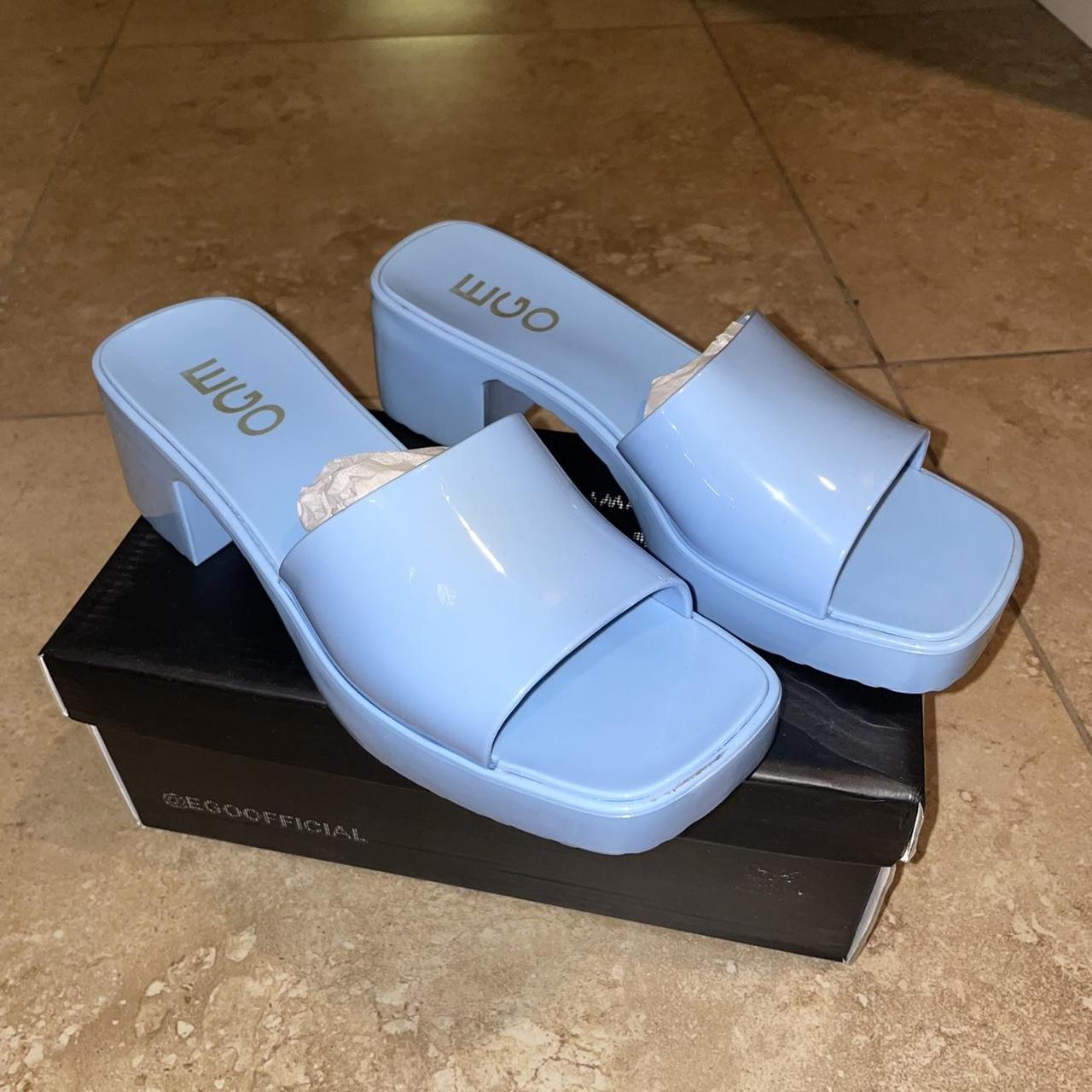EGO shoes baby blue slides Blue slide sandals Size... Depop