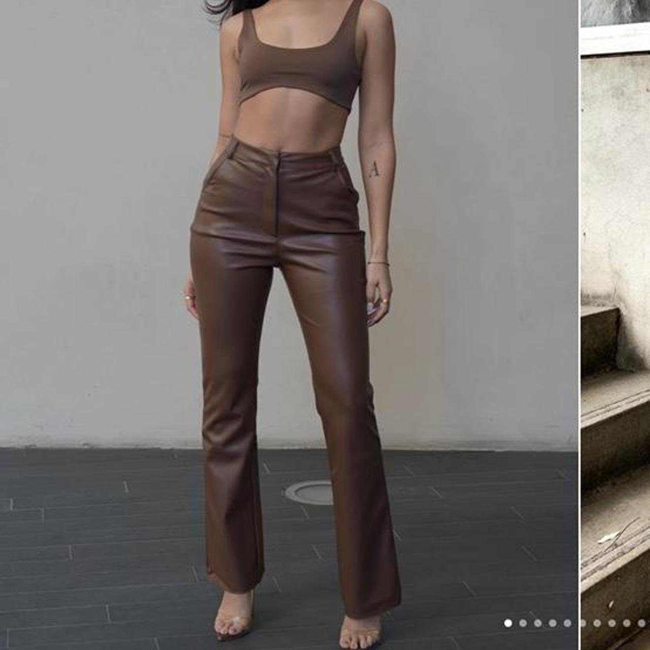 Tyra Straight Leg Faux Leather Pants - Black - MESHKI