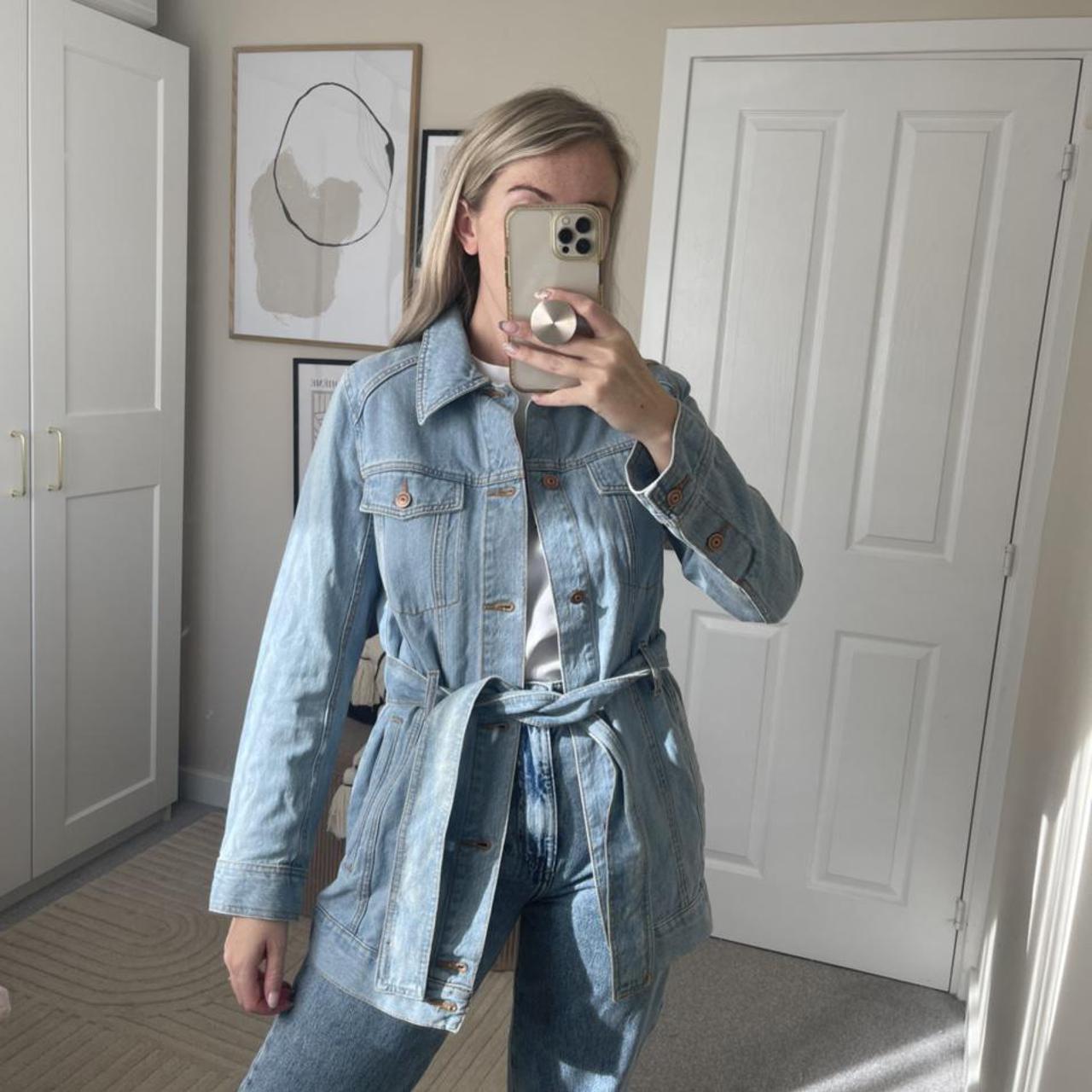 H&m Denim Jacket Belt H&M Belted Denim Jacket Size Worn Once