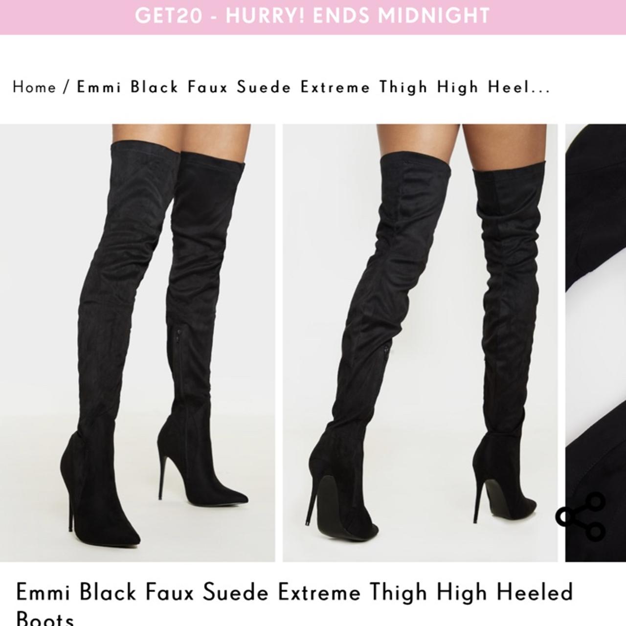 Emmi black faux suede extreme thigh high heeled hot sale boots