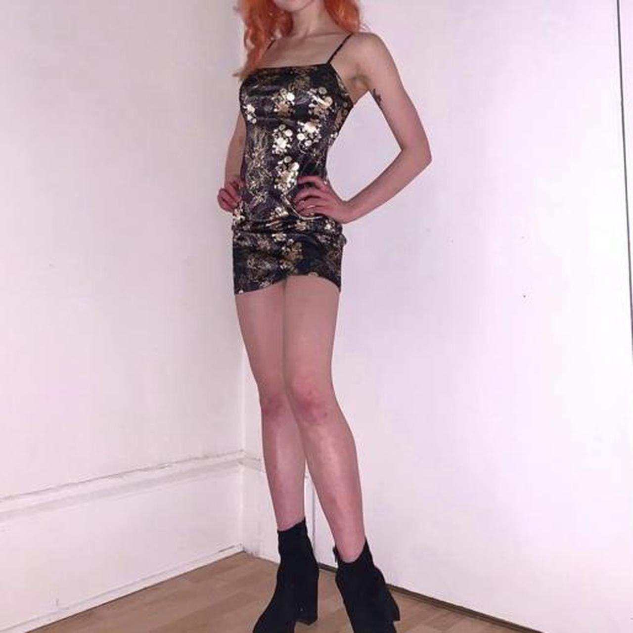 BLACK BROCADE DRESS Urban Outfitters, size XS Depop